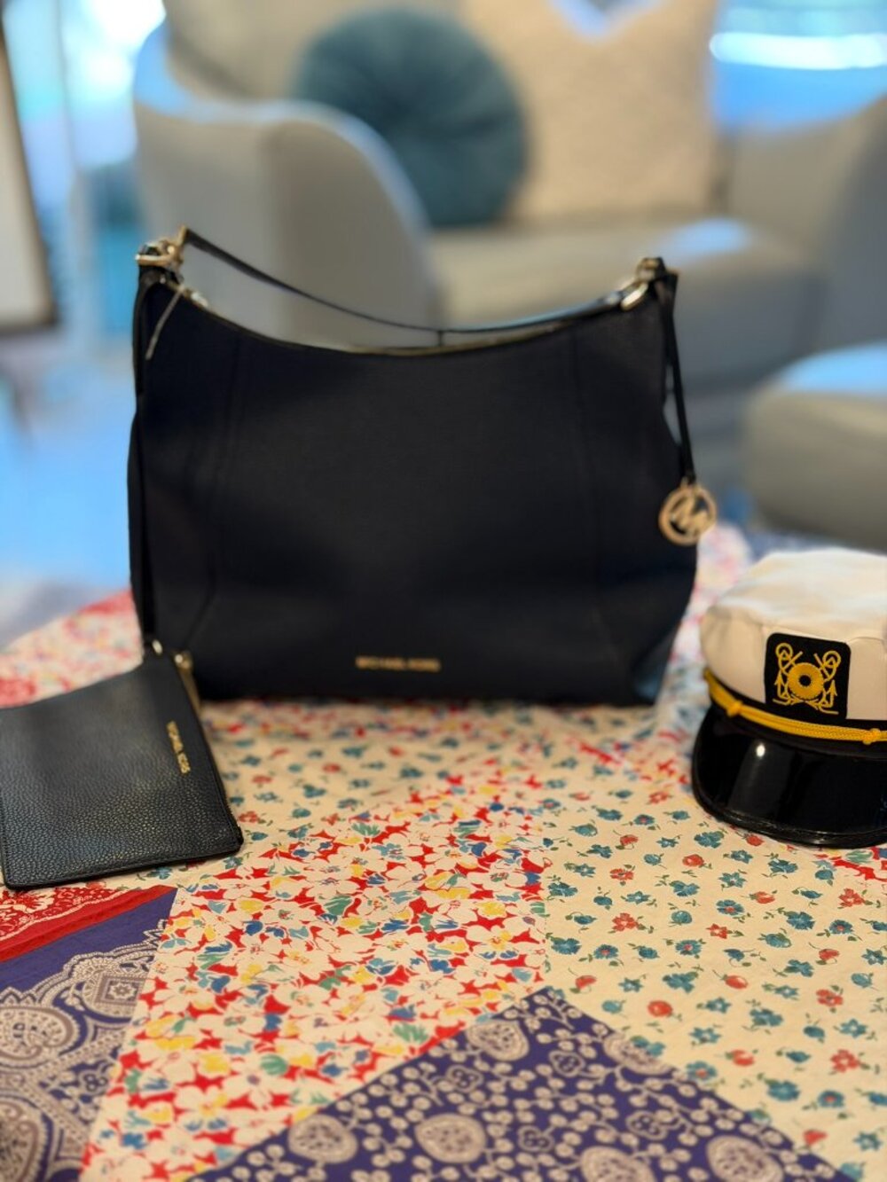 Michael Kors Rosemary Large Pebbled Leather Shoulder Bag & Zip Pouch/writelet